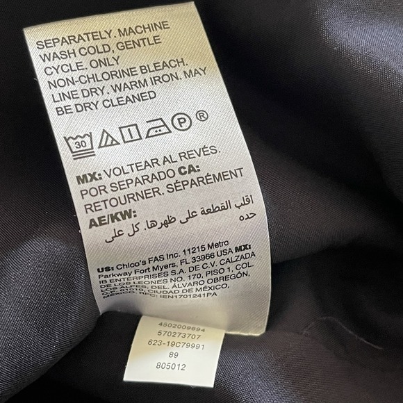 Chico's Striped Tweed Blazer Jacket 1P 8P US Navy Single Button Fringe - Picture 10 of 11